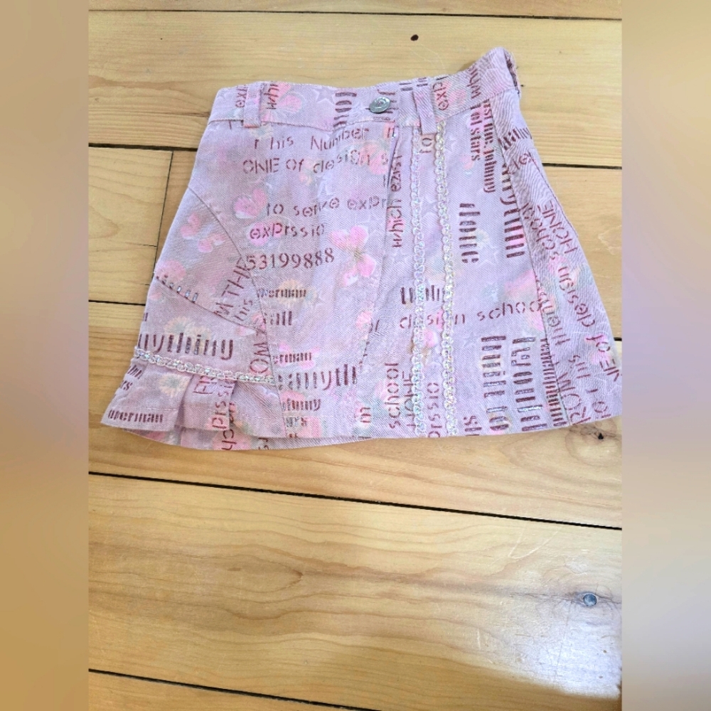 Pink Patterned Girl's Skirt